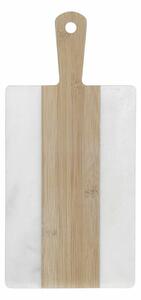 Deska na řezání DKD Home Decor Bílý Přírodní Bambus Mramor Plastické Obdélníkový 38 x 18 x 1 cm