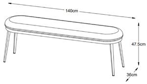 Šedá koženková lavice Unique Furniture Gain 140 cm