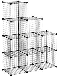 HOMCOM Policový systém z ocelového drátu 9 přihrádek 35x35x35cm
