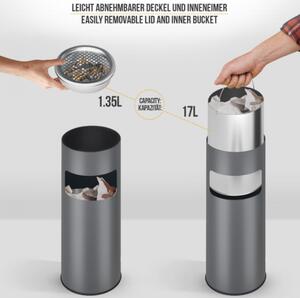 Odpadkový koš s popelníkem, 17 l, antracit