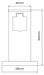 Venkovní zásuvkový sloupek 1Z SCHUKO 230V IP44 20 cm černá