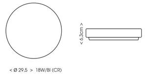 Ecolite W3090-18W/BI-LED Koupelnové stropní svítidlo LIRA LED/18W/230V IP44 bílá