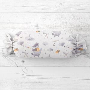 Biante Dětský polštář válec bonbon Sandra SA-764 Jezevec na cestě k Měsíci 15x40 cm