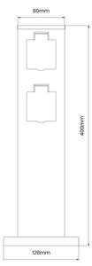 Venkovní zásuvkový sloupek 2Z SCHUKO 230V IP44 40 cm černá