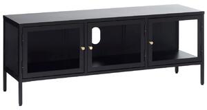 Černý kovový TV stolek Unique Furniture Carmel 132 x 40 cm