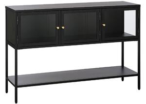 Černá kovová vitrína Unique Furniture Carmel 88 x 132 cm