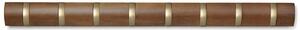 Umbra, Dřevěný věšák na zeď Flip 8 háčků | světlá ořechová/matná zlatá