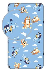 Modré napínací bavlněné dětské prostěradlo na jednolůžko 90x200 cm Bluey – Jerry Fabrics