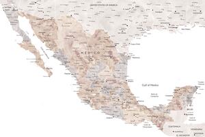 Mapa Map of Mexico in neutral watercolor, Blursbyai