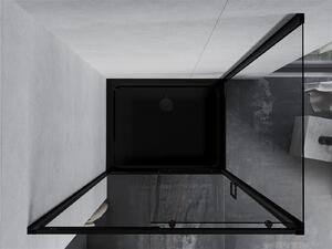 Mexen Apia sprchový kout s posuvnými dveřmi 90 (dveře) x 70 (stěna) cm, 5mm čiré sklo, černý profil + černá sprchová vanička s černým sifonem, 840-090-070-70-00-4070B