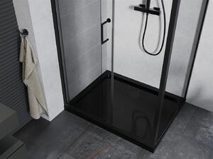 Mexen Apia sprchový kout s posuvnými dveřmi 110 (dveře) x 70 (stěna) cm, 5mm čiré sklo, černý profil + černá sprchová vanička s černým sifonem, 840-110-070-70-00-4070B