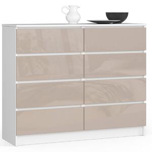 Ak furniture Komoda Kuba 120 cm 8 šuplíků bílá/cappuccino