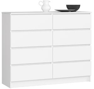 Ak furniture Komoda Kuba 120 cm 8 šuplíků bílá