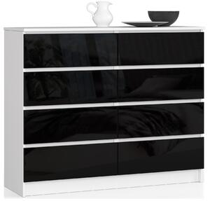 Ak furniture Komoda Kuba 120 cm 8 šuplíků bílá/černá