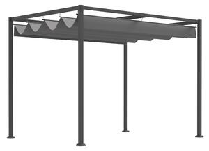 OUTSUNNY Kovová pergola s posuvnou látkovou střechou 298 x 221 x 213 cm šedá