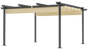 OUTSUNNY Hliníková pergola s nastavitelnou látkovou střechou 390 x 390 cm béžová