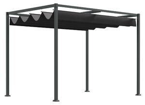 OUTSUNNY Kovová pergola s posuvnou látkovou střechou 298 x 221 x 213 cm černá