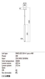 Redo 01-2045 - LED Lustr na lanku MADISON LED/4W/230V černá