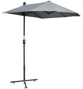 OUTSUNNY Půlkulatý slunečník 200 x 200 cm tmavě šedý