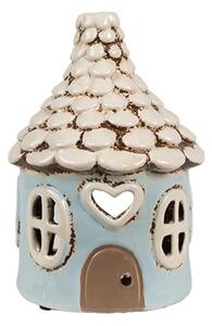 Modrý keramický domeček na čajovou svíčku Houthem VI – 11x15 cm