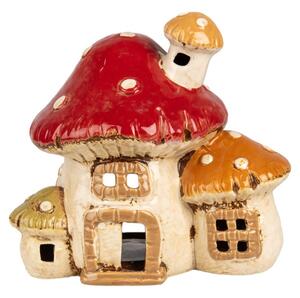 Keramický domeček na čajovou svíčku ve tvaru houbiček Houthem – 17x12x16 cm