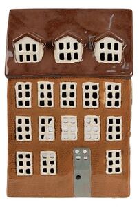 Hnědý keramický domeček na čajovou svíčku Houthem XV – 17x11x24 cm