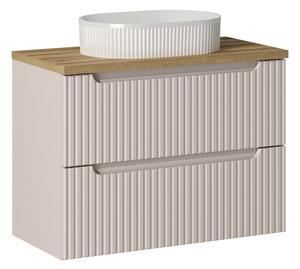 Comad Závěsná skříňka Nova Cashmere Beyond II s deskou a umyvadlem 80 cm kašmírová/dub coast evoke