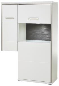 VYSOKÁ KOMODA, šedá, barvy stříbra, bílá, vysoce lesklá bílá, 94/137/38 cm Livetastic - Online Only obývací stěny, Online Only