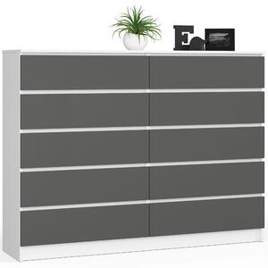 Ak furniture Komoda Kuba 160 cm 10 šuplíků bílá/grafitová