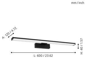Eglo 780431 - LED Koupelnové osvětlení zrcadla BETETA 11W/230V 60 cm IP44 černá