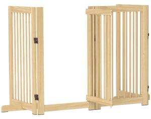 PAWHUT Zábrana pro psy čtyřdílná dřevěná skládací 55-220 x 91 cm světlé dřevo