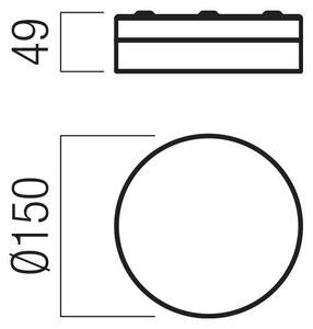 Redo Stropní LED svítidlo FRISBI, 8W, Ø 150 mm, IP44 Barva: Černá, Teplota světla: 3000K - teplá bílá