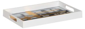 BigBuy Home Podnos na aperitivy Bílý Černý Zlatá PVC Sklo Abstraktní 45 x 31 x 4,2 cm (2 kusů)