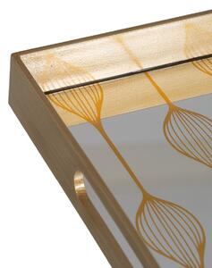 BigBuy Home Podnos na aperitivy Zlatá PVC Sklo 45 x 31 x 4,2 cm (2 kusů)