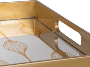 BigBuy Home Podnos na aperitivy Zlatá PVC Sklo 45 x 31 x 4,2 cm (2 kusů)