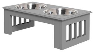 PAWHUT Stolek pro psy se 2 miskami 0,9 l 44 x 15 x 24 cm šedá