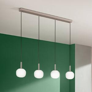 Luce Ambiente Design Závěsné světlo Eris, délka 114 cm, hnědé/bílé, kov/sklo, 4 žárovky, stmívatelný, Hnědá / rez, Obývací pokoj / jídelna, Hliník, Moderní