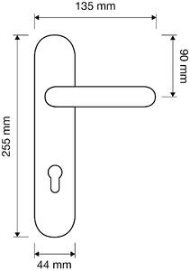 Dveřní kování MP LI - EPOCA (PM - Patina matná), klika-klika, Otvor na cylidrickou vložku, MP PM (patina matná), 90 mm