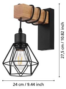 Eglo 44078 - Nástěnné svítidlo TOWNSHEND 1xE27/60W/230V
