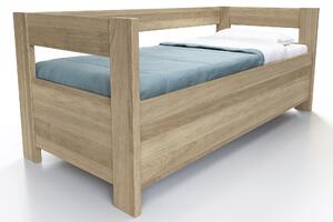 Vlastní výroba Dubová postel Ela s opěrkou a úložným prostorem