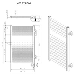 Vertaduro - Koupelnový radiátor s termostatem MEG 400W 78x50 cm černá