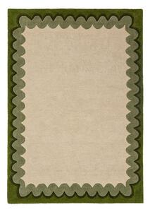 Zelený/v přírodní barvě ručně tkaný vlněný koberec 140x200 cm Wiggle Wool – Flair Rugs