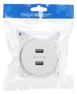 Aigostar - USB napájecí zásuvka bez rámečku 2x USB-A bílá