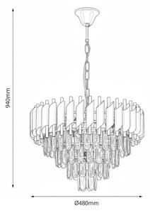Lustr na řetězu CRISTAL 7xE14/10W/230V černá/zlatá