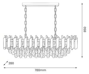 Lustr na řetězu CRISTAL 10xE14/10W/230V černá/zlatá