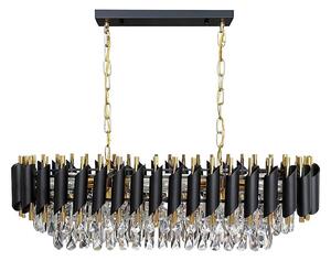Lustr na řetězu CRISTAL 10xE14/10W/230V černá/zlatá