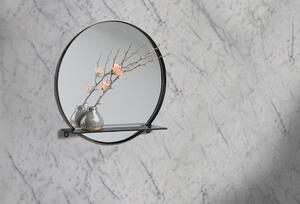 Villa Collection, Nástěnné kulaté zrcadlo s policí Black 40 cm | Černá