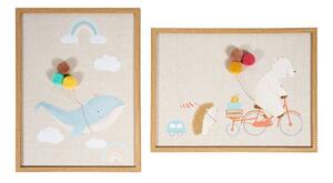 Ostaria Dětský dekorativní obraz Animaux pompons 30 x 40 cm | 2 vzory Vzor: Medvěd