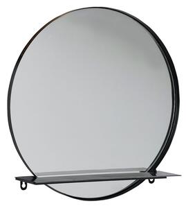 Villa Collection, Nástěnné kulaté zrcadlo s policí Black 40 cm | Černá