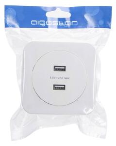 Aigostar - USB napájecí zásuvka s rámečkem 2x USB-A bílá